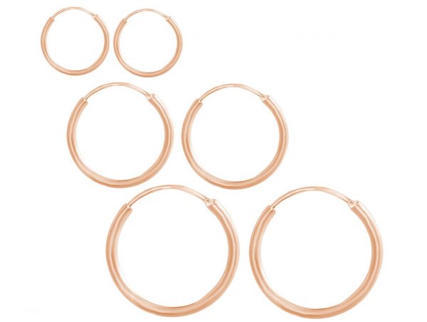 GEMSHINE 925 Silber rose vergoldete Creolen endless Hoop Ohrringe im klassischen Design in Größen 12 mm - 40 mm. Made in Madrid / Spanien, Ohrringe Diameter:20 – Bild 4