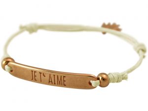 Gemshine - Damen - Armband - Gravur - JE T´AIME - Rose Vergoldet - Nude