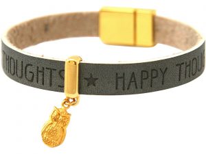 Gemshine - Damen - Armband - UHU - Vergoldet - WISHES - Anthrazit - Grau - Magnetverschluss