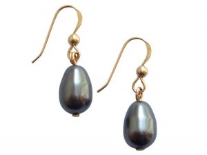 Gemshine - Damen - Ohrringe - Perlen - Tahiti - Grau - Tropfen - Vergoldet - 11 mm