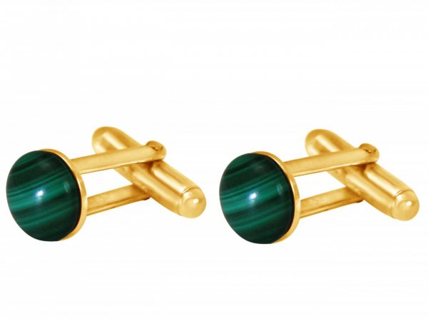 Gemshine - Manschettenknöpfe - Vergoldet - Malachit - Grün - 10 mm