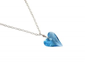Gemshine  - Damen - Herz - Halskette - Anhänger - Wild Heart - 925 Silber - *Aquamarin* - Blau - MADE WITH SWAROVSKI ELEMENTS® - 50 cm