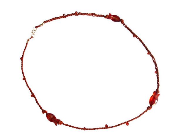Gemshine - Damen - Halskette - Fisch - *Red Magma* - Rot - Vergoldet - MADE WITH SWAROVSKI ELEMENTS® - 45 cm